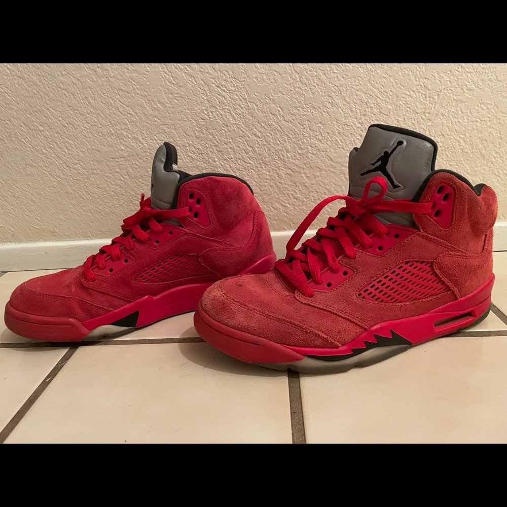Jordan 5 Red Suedes. Worn condition. Men’s size 9.